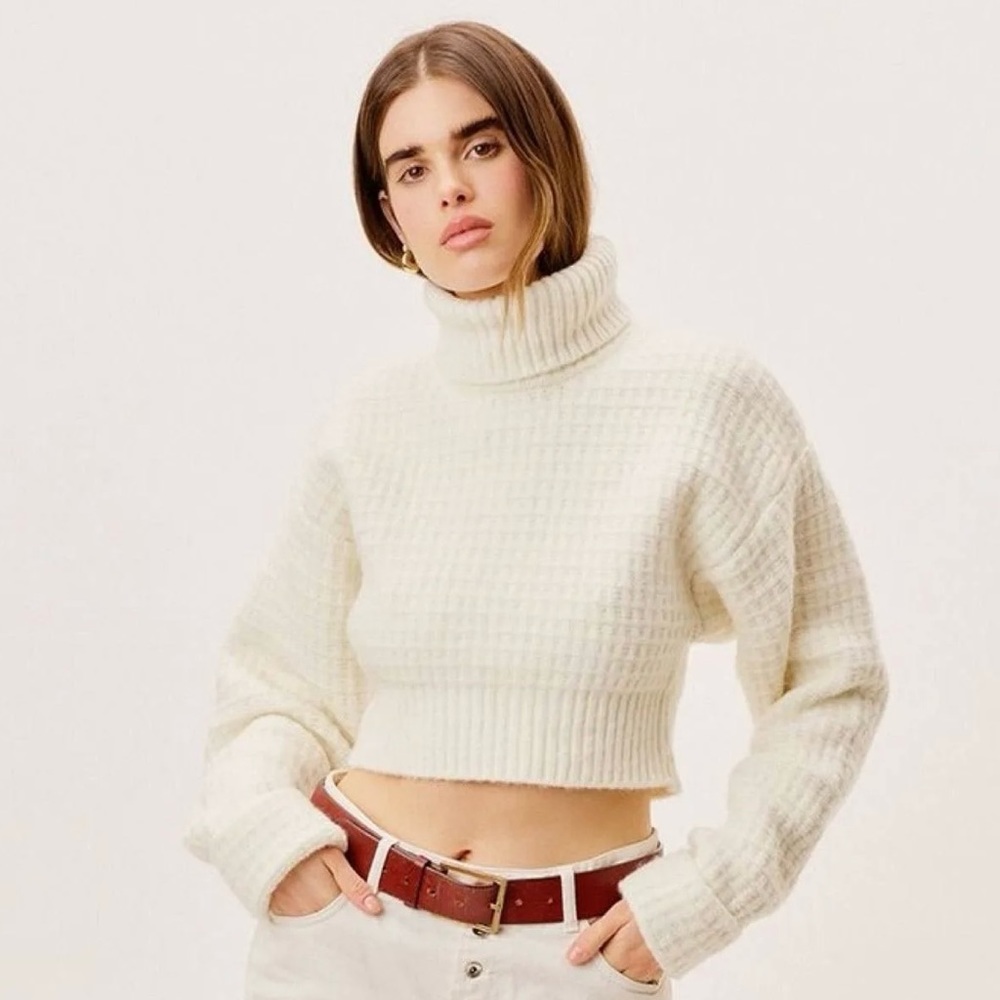 For Love & Lemons Madeline Turtleneck Crop Sweater